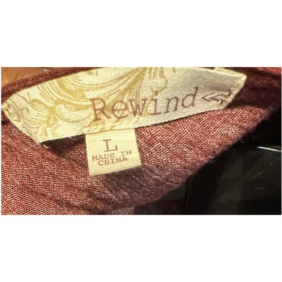 NWT Rewind Peasant Blouse Burgundy Long Sleeve Sz L - Picture 6 of 8